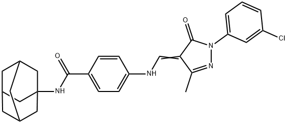 N-(1-adamantyl)-4-({[1-(3-chlorophenyl)-3-methyl-5-oxo-1,5-dihydro-4H-pyrazol-4-ylidene]methyl}amino)benzamide Struktur