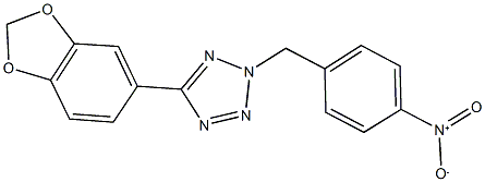 5-(1,3-benzodioxol-5-yl)-2-{4-nitrobenzyl}-2H-tetraazole Struktur