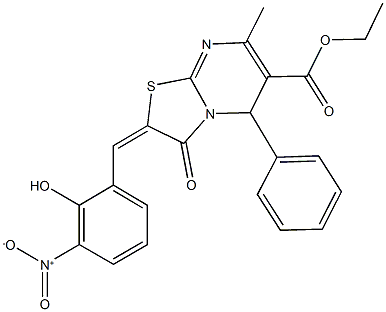 ethyl 2-{2-hydroxy-3-nitrobenzylidene}-7-methyl-3-oxo-5-phenyl-2,3-dihydro-5H-[1,3]thiazolo[3,2-a]pyrimidine-6-carboxylate Struktur