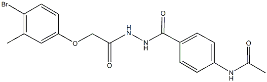 N-[4-({2-[(4-bromo-3-methylphenoxy)acetyl]hydrazino}carbonyl)phenyl]acetamide Struktur