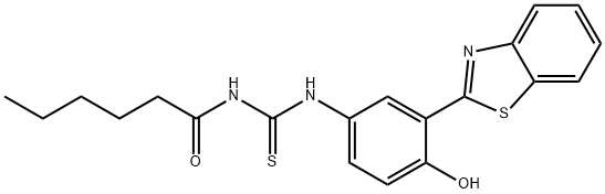 N-[3-(1,3-benzothiazol-2-yl)-4-hydroxyphenyl]-N'-hexanoylthiourea Struktur