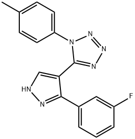 5-[5-(3-fluorophenyl)-1H-pyrazol-4-yl]-1-(4-methylphenyl)-1H-tetraazole Struktur