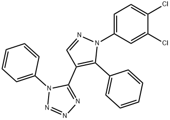 5-[1-(3,4-dichlorophenyl)-5-phenyl-1H-pyrazol-4-yl]-1-phenyl-1H-tetraazole Struktur