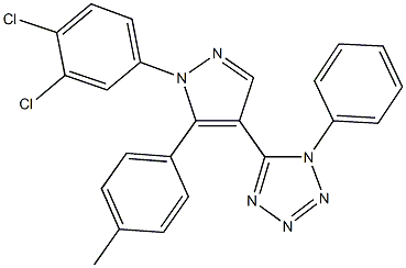 5-[1-(3,4-dichlorophenyl)-5-(4-methylphenyl)-1H-pyrazol-4-yl]-1-phenyl-1H-tetraazole Struktur