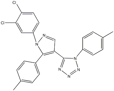 5-[1-(3,4-dichlorophenyl)-5-(4-methylphenyl)-1H-pyrazol-4-yl]-1-(4-methylphenyl)-1H-tetraazole Struktur