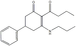 2-butyryl-5-phenyl-3-(propylamino)-2-cyclohexen-1-one Struktur