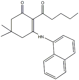 5,5-dimethyl-3-(1-naphthylamino)-2-pentanoyl-2-cyclohexen-1-one Struktur