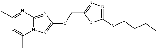 2-({[5-(butylthio)-1,3,4-oxadiazol-2-yl]methyl}thio)-5,7-dimethyl[1,2,4]triazolo[1,5-a]pyrimidine Struktur