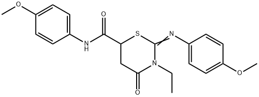 3-ethyl-N-(4-methoxyphenyl)-2-[(4-methoxyphenyl)imino]-4-oxo-1,3-thiazinane-6-carboxamide Struktur