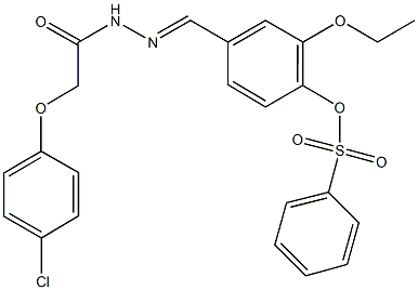 4-{2-[(4-chlorophenoxy)acetyl]carbohydrazonoyl}-2-ethoxyphenyl benzenesulfonate Struktur