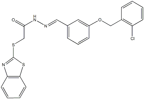 2-(1,3-benzothiazol-2-ylsulfanyl)-N'-{3-[(2-chlorobenzyl)oxy]benzylidene}acetohydrazide Struktur