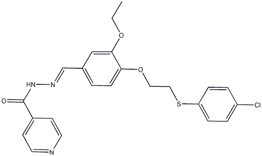 N'-(4-{2-[(4-chlorophenyl)sulfanyl]ethoxy}-3-ethoxybenzylidene)isonicotinohydrazide Struktur