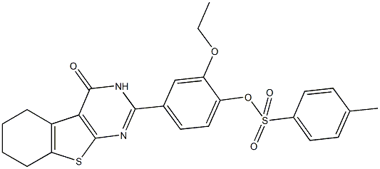 2-ethoxy-4-(4-oxo-3,4,5,6,7,8-hexahydro[1]benzothieno[2,3-d]pyrimidin-2-yl)phenyl 4-methylbenzenesulfonate Struktur