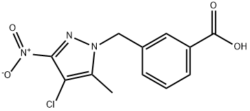 3-({4-chloro-3-nitro-5-methyl-1H-pyrazol-1-yl}methyl)benzoicacid Struktur