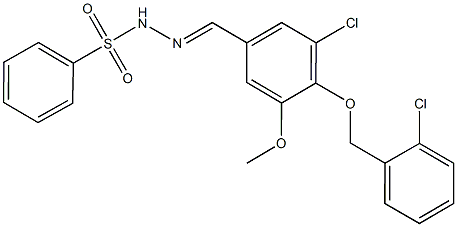 N'-{3-chloro-4-[(2-chlorobenzyl)oxy]-5-methoxybenzylidene}benzenesulfonohydrazide Struktur