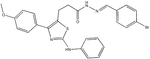 3-[2-anilino-4-(4-methoxyphenyl)-1,3-thiazol-5-yl]-N'-(4-bromobenzylidene)propanohydrazide Struktur