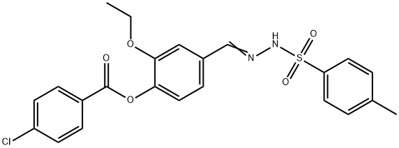 2-ethoxy-4-{2-[(4-methylphenyl)sulfonyl]carbohydrazonoyl}phenyl 4-chlorobenzoate Struktur