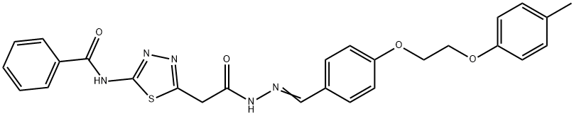 N-{5-[2-(2-{4-[2-(4-methylphenoxy)ethoxy]benzylidene}hydrazino)-2-oxoethyl]-1,3,4-thiadiazol-2-yl}benzamide Struktur