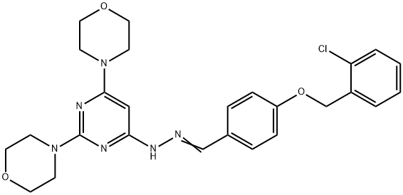 4-[(2-chlorobenzyl)oxy]benzaldehyde (2,6-dimorpholin-4-ylpyrimidin-4-yl)hydrazone Struktur