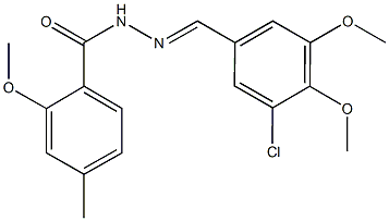 N'-(3-chloro-4,5-dimethoxybenzylidene)-2-methoxy-4-methylbenzohydrazide Struktur