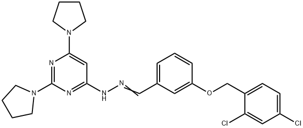 3-[(2,4-dichlorobenzyl)oxy]benzaldehyde (2,6-dipyrrolidin-1-ylpyrimidin-4-yl)hydrazone Struktur