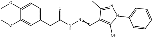 2-(3,4-dimethoxyphenyl)-N'-[(5-hydroxy-3-methyl-1-phenyl-1H-pyrazol-4-yl)methylene]acetohydrazide Struktur