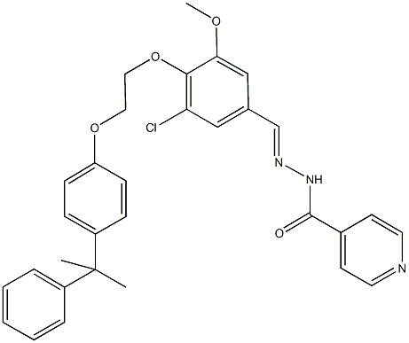 N'-(3-chloro-5-methoxy-4-{2-[4-(1-methyl-1-phenylethyl)phenoxy]ethoxy}benzylidene)isonicotinohydrazide Struktur