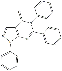 1,5,6-triphenyl-1,5-dihydro-4H-pyrazolo[3,4-d]pyrimidin-4-one Struktur