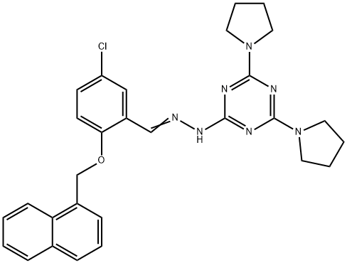 5-chloro-2-(1-naphthylmethoxy)benzaldehyde (4,6-dipyrrolidin-1-yl-1,3,5-triazin-2-yl)hydrazone Struktur