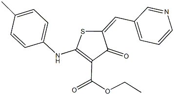 ethyl 4-oxo-5-(3-pyridinylmethylene)-2-(4-toluidino)-4,5-dihydro-3-thiophenecarboxylate Struktur