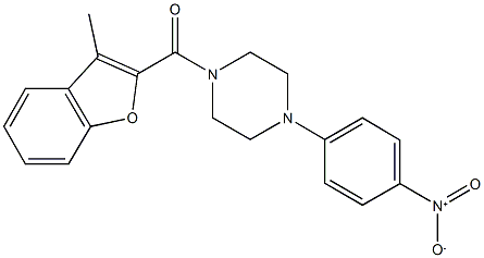 1-{4-nitrophenyl}-4-[(3-methyl-1-benzofuran-2-yl)carbonyl]piperazine Struktur