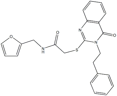 N-(2-furylmethyl)-2-{[4-oxo-3-(2-phenylethyl)-3,4-dihydro-2-quinazolinyl]sulfanyl}acetamide Struktur