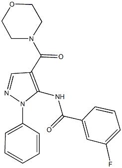 3-fluoro-N-[4-(4-morpholinylcarbonyl)-1-phenyl-1H-pyrazol-5-yl]benzamide Struktur