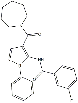 N-[4-(1-azepanylcarbonyl)-1-phenyl-1H-pyrazol-5-yl]-3-fluorobenzamide Struktur