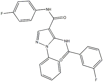 5-[(3-fluorobenzoyl)amino]-N-(4-fluorophenyl)-1-phenyl-1H-pyrazole-4-carboxamide Struktur