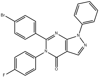 6-(4-bromophenyl)-5-(4-fluorophenyl)-1-phenyl-1,5-dihydro-4H-pyrazolo[3,4-d]pyrimidin-4-one Struktur