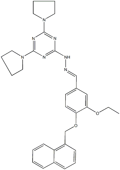 3-ethoxy-4-(1-naphthylmethoxy)benzaldehyde (4,6-dipyrrolidin-1-yl-1,3,5-triazin-2-yl)hydrazone Struktur