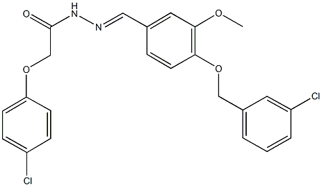 N'-{4-[(3-chlorobenzyl)oxy]-3-methoxybenzylidene}-2-(4-chlorophenoxy)acetohydrazide Struktur