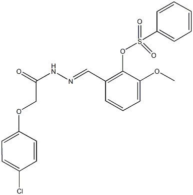 2-{2-[(4-chlorophenoxy)acetyl]carbohydrazonoyl}-6-methoxyphenyl benzenesulfonate Struktur