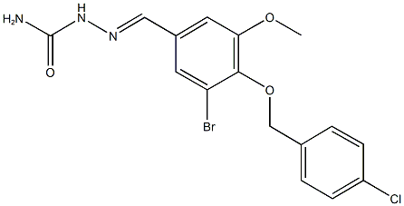 3-bromo-4-[(4-chlorobenzyl)oxy]-5-methoxybenzaldehyde semicarbazone Struktur