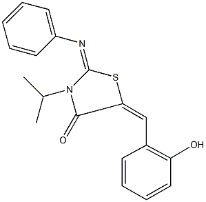 5-(2-hydroxybenzylidene)-3-isopropyl-2-(phenylimino)-1,3-thiazolidin-4-one Struktur