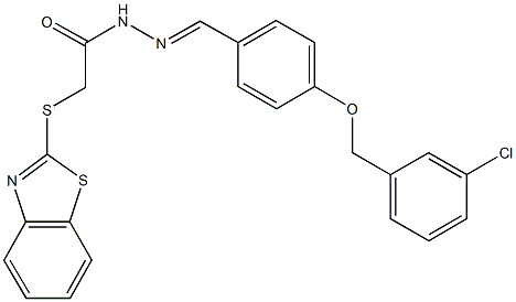 2-(1,3-benzothiazol-2-ylsulfanyl)-N'-{4-[(3-chlorobenzyl)oxy]benzylidene}acetohydrazide Struktur