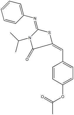 4-{[3-isopropyl-4-oxo-2-(phenylimino)-1,3-thiazolidin-5-ylidene]methyl}phenyl acetate Struktur