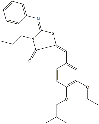 5-(3-ethoxy-4-isobutoxybenzylidene)-2-(phenylimino)-3-propyl-1,3-thiazolidin-4-one Struktur