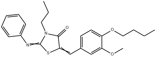 5-(4-butoxy-3-methoxybenzylidene)-2-(phenylimino)-3-propyl-1,3-thiazolidin-4-one Struktur