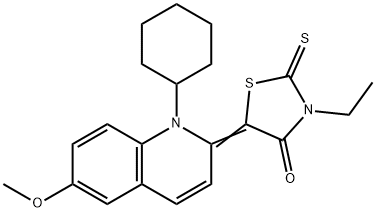 5-(1-cyclohexyl-6-methoxy-2(1H)-quinolinylidene)-3-ethyl-2-thioxo-1,3-thiazolidin-4-one Struktur