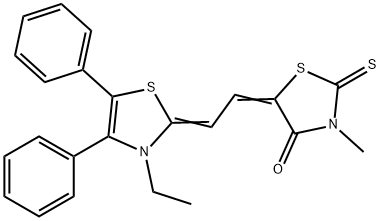 5-[2-(3-ethyl-4,5-diphenyl-1,3-thiazol-2(3H)-ylidene)ethylidene]-3-methyl-2-thioxo-1,3-thiazolidin-4-one Struktur