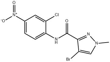 4-bromo-N-{2-chloro-4-nitrophenyl}-1-methyl-1H-pyrazole-3-carboxamide Struktur