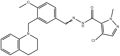 4-chloro-N'-[3-(3,4-dihydro-1(2H)-quinolinylmethyl)-4-methoxybenzylidene]-1-methyl-1H-pyrazole-5-carbohydrazide Struktur