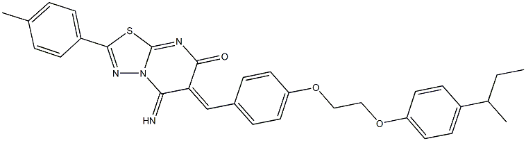 6-{4-[2-(4-sec-butylphenoxy)ethoxy]benzylidene}-5-imino-2-(4-methylphenyl)-5,6-dihydro-7H-[1,3,4]thiadiazolo[3,2-a]pyrimidin-7-one Struktur